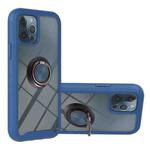 For iPhone 12 Pro Max Starry Sky Solid Color Series Shockproof PC + TPU Protective Case with Ring Holder & Magnetic Function(Blue)