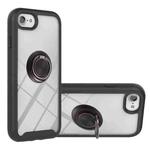 For iPhone SE 2022 / SE 2020 / 8 / 7 / 6s / 6 Starry Sky Solid Color Series Shockproof PC + TPU Protective Case with Ring Holder & Magnetic Function(Black)