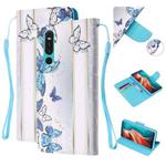 For Huawei P30 Colored Drawing Pattern Cross Texture Horizontal Flip PU Leather Case with Holder & Card Slots & Wallet(Blue Butterfly)