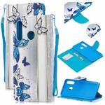 For Huawei P30 Lite Colored Drawing Pattern Cross Texture Horizontal Flip PU Leather Case with Holder & Card Slots & Wallet(Blue Butterfly)