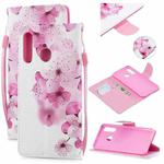 For Huawei P30 Lite Colored Drawing Pattern Cross Texture Horizontal Flip PU Leather Case with Holder & Card Slots & Wallet(Peach Blossom)