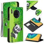 For Huawei Mate 30 Colored Drawing Pattern Cross Texture Horizontal Flip PU Leather Case with Holder & Card Slots & Wallet(Panda Bamboo)