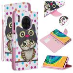 For Huawei Mate 30 Colored Drawing Pattern Cross Texture Horizontal Flip PU Leather Case with Holder & Card Slots & Wallet(Polka Owl)