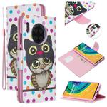 For Huawei Mate 30 Pro Colored Drawing Pattern Cross Texture Horizontal Flip PU Leather Case with Holder & Card Slots & Wallet(Polka Owl)