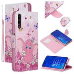 For Huawei P Smart Z 2019 Colored Drawing Pattern Cross Texture Horizontal Flip PU Leather Case with Holder & Card Slots & Wallet(Butterfly Elephant)