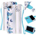 Colored Drawing Pattern Cross Texture Horizontal Flip PU Leather Case with Holder & Card Slots & Wallet For iPhone 8 Plus / 7 Plus(Blue Butterfly)