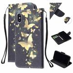 Colored Drawing Pattern Cross Texture Horizontal Flip PU Leather Case with Holder & Card Slots & Wallet For iPhone XS / X(Butterfly)