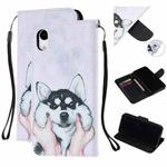 Colored Drawing Pattern Cross Texture Horizontal Flip PU Leather Case with Holder & Card Slots & Wallet For iPhone XR(Husky)