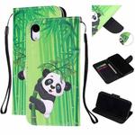 Colored Drawing Pattern Cross Texture Horizontal Flip PU Leather Case with Holder & Card Slots & Wallet For iPhone XR(Panda Bamboo)
