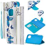 For iPhone 11 Colored Drawing Pattern Cross Texture Horizontal Flip PU Leather Case with Holder & Card Slots & Wallet (Blue Butterfly)