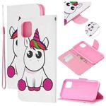 For iPhone 11 Colored Drawing Pattern Cross Texture Horizontal Flip PU Leather Case with Holder & Card Slots & Wallet (Pink Unicorn)