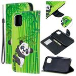 Colored Drawing Pattern Cross Texture Horizontal Flip PU Leather Case with Holder & Card Slots & Wallet For iPhone 11 Pro(Panda Bamboo)