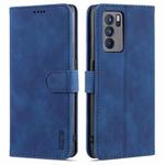 For OPPO Reno6 5G AZNS Skin Feel Calf Texture Horizontal Flip Leather Case with Card Slots & Holder & Wallet(Blue)
