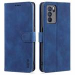 For OPPO Reno6 Pro 5G AZNS Skin Feel Calf Texture Horizontal Flip Leather Case with Card Slots & Holder & Wallet(Blue)