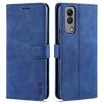 For Vivo Y53S 5G AZNS Skin Feel Calf Texture Horizontal Flip Leather Case with Card Slots & Holder & Wallet(Blue)