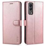 For Vivo Y53S 5G AZNS Skin Feel Calf Texture Horizontal Flip Leather Case with Card Slots & Holder & Wallet(Rose Gold)