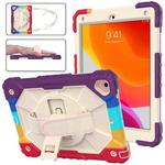 Contrast Color Robot Shockproof Silicon + PC Protective Case with Holder & Shoulder Strap For iPad 9.7 (2018) & (2017) / Air 2 / Air(Colorful Red)