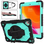Contrast Color Robot Shockproof Silicon + PC Protective Case with Holder & Shoulder Strap For iPad 9.7 (2018) & (2017) / Air 2 / Air(Black+Mint)