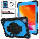 Contrast Color Robot Shockproof Silicon + PC Protective Case with Holder & Shoulder Strap For iPad 9.7 (2018) & (2017) / Air 2 / Air(Black+Blue)