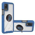 For LG K42 / K52 / Q52 / K62 / Q62 Starry Sky Solid Color Series Shockproof PC + TPU Protective Case with Ring Holder & Magnetic Function(Blue)