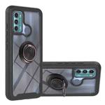 For Motorola Moto G60 Starry Sky Solid Color Series Shockproof PC + TPU Protective Case with Ring Holder & Magnetic Function(Black)