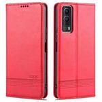 For vivo Y53s AZNS Magnetic Calf Texture Horizontal Flip Leather Case with Card Slots & Holder & Wallet(Red)