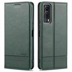 For vivo Y53s AZNS Magnetic Calf Texture Horizontal Flip Leather Case with Card Slots & Holder & Wallet(Dark Green)