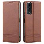 For vivo Y53s AZNS Magnetic Calf Texture Horizontal Flip Leather Case with Card Slots & Holder & Wallet(Light Brown)
