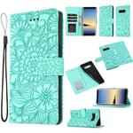 For Samsung Galaxy Note8 Skin Feel Embossed Sunflower Horizontal Flip Leather Case with Holder & Card Slots & Wallet & Lanyard(Green)