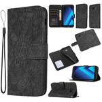 For Samsung Galaxy A5 (2017) Skin Feel Embossed Sunflower Horizontal Flip Leather Case with Holder & Card Slots & Wallet & Lanyard(Black)