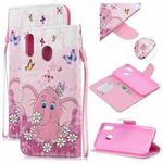 For Samsung Galaxy M20 Colored Drawing Pattern Cross Texture Horizontal Flip PU Leather Case with Holder & Card Slots & Wallet(Butterfly Elephant)
