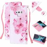 For Samsung Galaxy Note9 Colored Drawing Pattern Cross Texture Horizontal Flip PU Leather Case with Holder & Card Slots & Wallet(Peach Blossom)