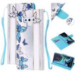 For Samsung Galaxy Note9 Colored Drawing Pattern Cross Texture Horizontal Flip PU Leather Case with Holder & Card Slots & Wallet(Blue Butterfly)