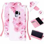 For Samsung Galaxy S9 Colored Drawing Pattern Cross Texture Horizontal Flip PU Leather Case with Holder & Card Slots & Wallet(Peach Blossom)