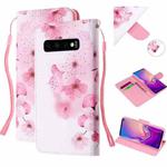 For Samsung Galaxy S10 Colored Drawing Pattern Cross Texture Horizontal Flip PU Leather Case with Holder & Card Slots & Wallet(Peach Blossom)