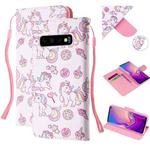 For Samsung Galaxy S10 Colored Drawing Pattern Cross Texture Horizontal Flip PU Leather Case with Holder & Card Slots & Wallet(Ice Cream Unicorn)