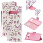 For Samsung Galaxy S10 5G Colored Drawing Pattern Cross Texture Horizontal Flip PU Leather Case with Holder & Card Slots & Wallet(Ice Cream Unicorn)