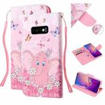 For Samsung Galaxy S10e Colored Drawing Pattern Cross Texture Horizontal Flip PU Leather Case with Holder & Card Slots & Wallet(Butterfly Elephant)