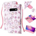 For Samsung Galaxy S10+ Colored Drawing Pattern Cross Texture Horizontal Flip PU Leather Case with Holder & Card Slots & Wallet(Ice Cream Unicorn)