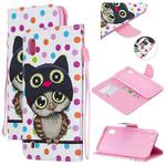 For Samsung Galaxy A10 Colored Drawing Pattern Cross Texture Horizontal Flip PU Leather Case with Holder & Card Slots & Wallet(Dot Owl)