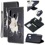 For Samsung Galaxy A20e Colored Drawing Pattern Cross Texture Horizontal Flip PU Leather Case with Holder & Card Slots & Wallet(White Flower)