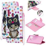 For Samsung Galaxy A40 Colored Drawing Pattern Cross Texture Horizontal Flip PU Leather Case with Holder & Card Slots & Wallet(Dot Owl)