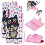 For Samsung Galaxy A50 Colored Drawing Pattern Cross Texture Horizontal Flip PU Leather Case with Holder & Card Slots & Wallet(Dot Owl)