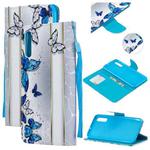 For Samsung Galaxy A70 Colored Drawing Pattern Cross Texture Horizontal Flip PU Leather Case with Holder & Card Slots & Wallet(Blue Butterfly)