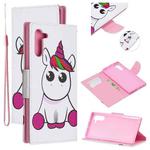 For Samsung Galaxy Note10 Colored Drawing Pattern Cross Texture Horizontal Flip PU Leather Case with Holder & Card Slots & Wallet(Pink Unicorn)