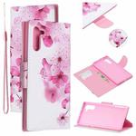 For Samsung Galaxy Note10 Colored Drawing Pattern Cross Texture Horizontal Flip PU Leather Case with Holder & Card Slots & Wallet(Peach Blossom)