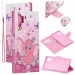 For Samsung Galaxy Note10+ Colored Drawing Pattern Cross Texture Horizontal Flip PU Leather Case with Holder & Card Slots & Wallet(Butterfly Elephant)