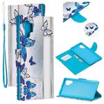 For Samsung Galaxy Note10+ Colored Drawing Pattern Cross Texture Horizontal Flip PU Leather Case with Holder & Card Slots & Wallet(Blue Butterfly)
