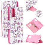 For Samsung Galaxy S20 Colored Drawing Pattern Cross Texture Horizontal Flip PU Leather Case with Holder & Card Slots & Wallet(Ice Cream Unicorn)