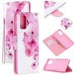 For Samsung Galaxy S20+ Colored Drawing Pattern Cross Texture Horizontal Flip PU Leather Case with Holder & Card Slots & Wallet(Peach Blossom)